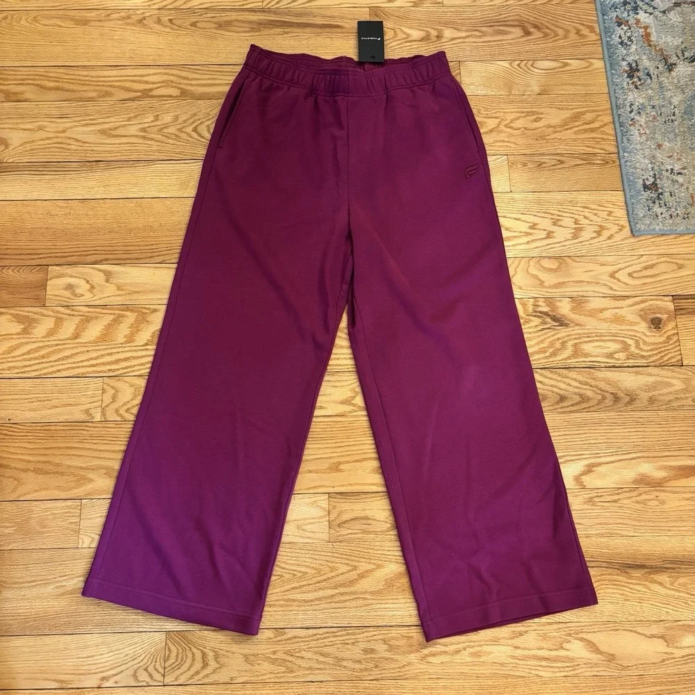 Fabletics Year Round Terry Pant Wide Leg  Sweatpants Berry Crush Purple L Short - Picture 3 of 10